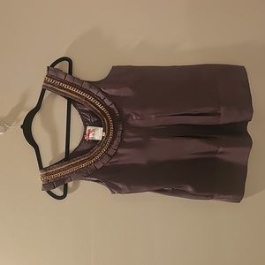 Yoana Baraschi Chain Braided Details Sleeveless 100% Silk Top